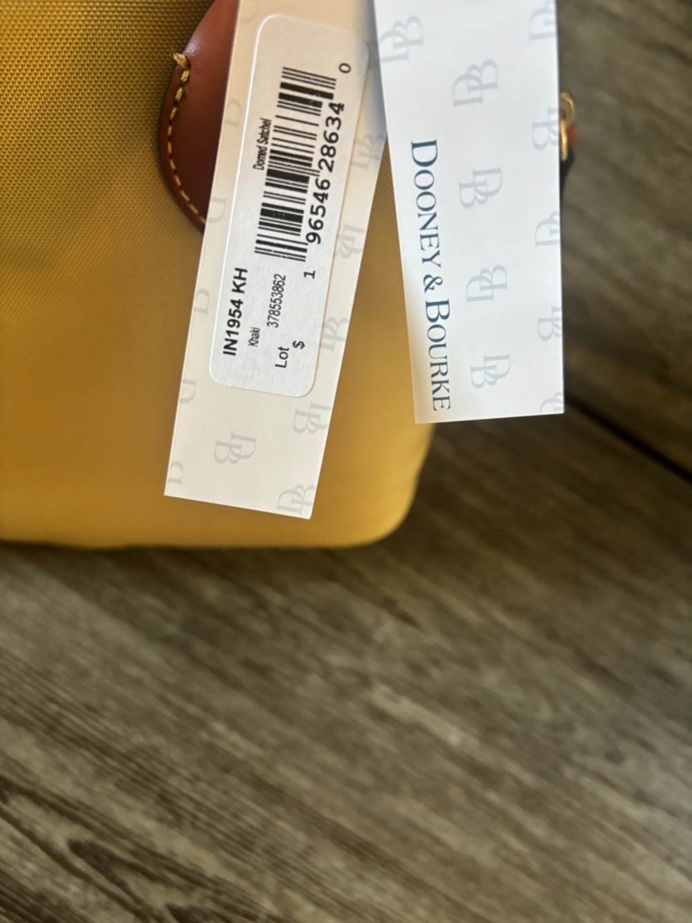 Dooney & Bourke Cream Canvas Satchel with Brown Leather Trim - Picture 3 of 3